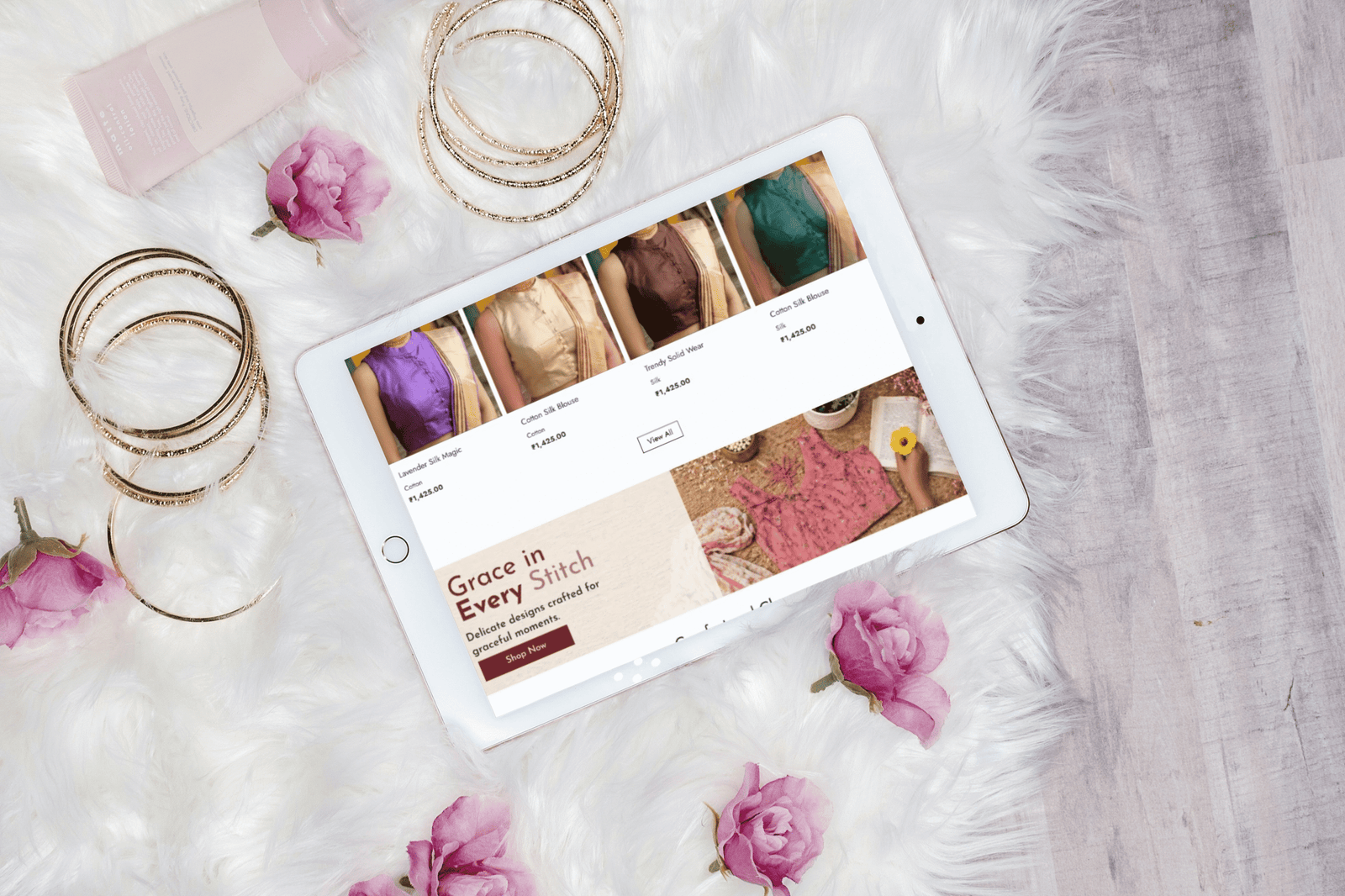 Bajrangi blouses web design graphicss in tablet device